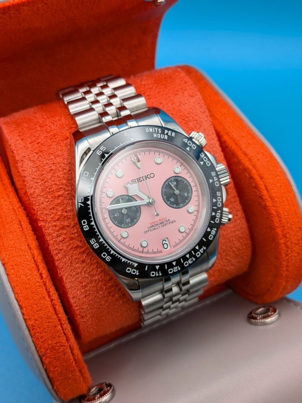 Seiko MOD | Pink Dial Chronograph |  VK64 quartz movement - Picture 8 of 13